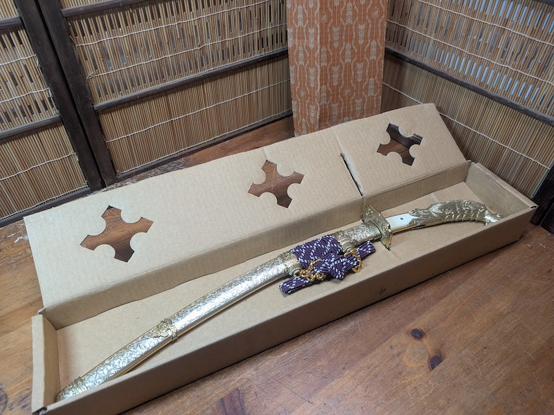 Vintage Japanese Mini Katana Sword 1980s Samurai Display w Box Made Japan