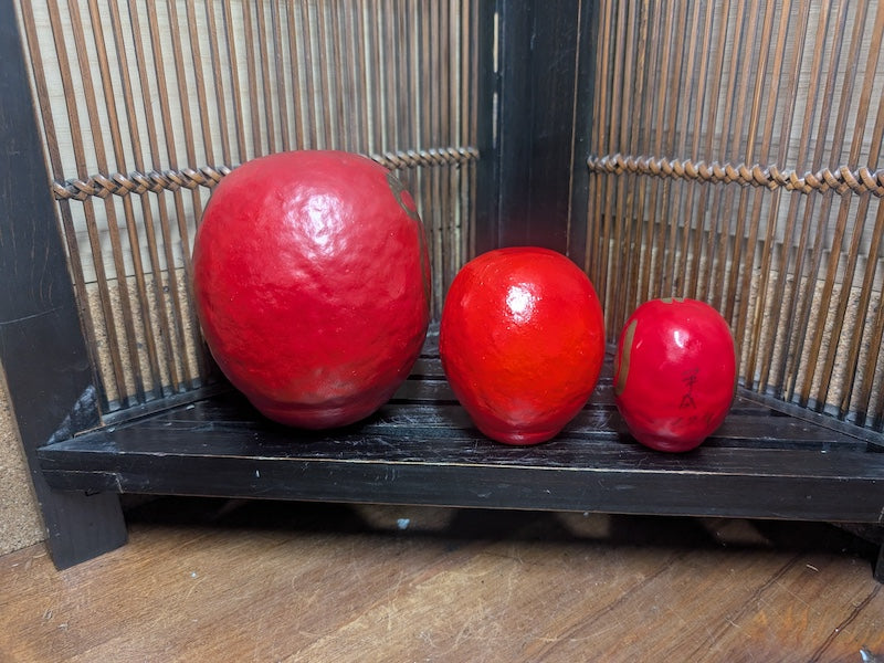 Vintage Japanese Daruma Kokeshi Doll Set – Handmade & Hand-Painted (3 Sizes)