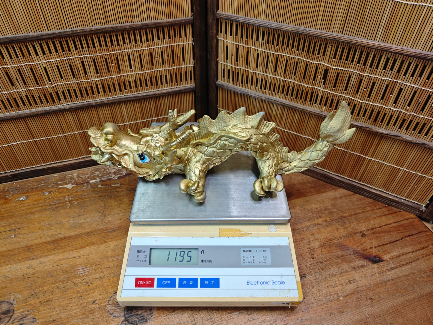 Vintage Japanese Dragon Pottery Gold Statue 1970s Shimonoseki Rare Art