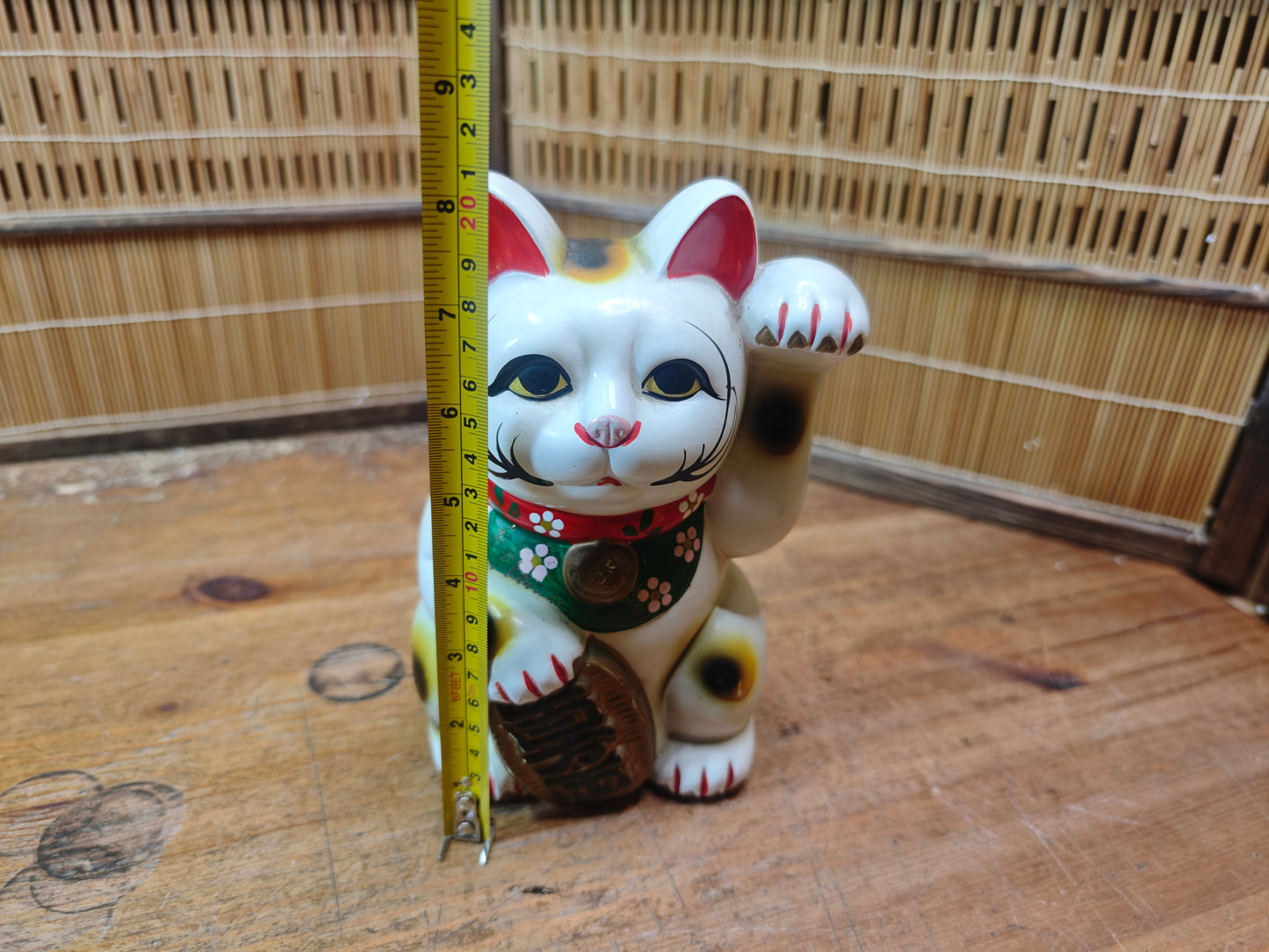 Vintage Japanese Maneki Neko Cat 1970s Ceramic Lucky Charm Japan
