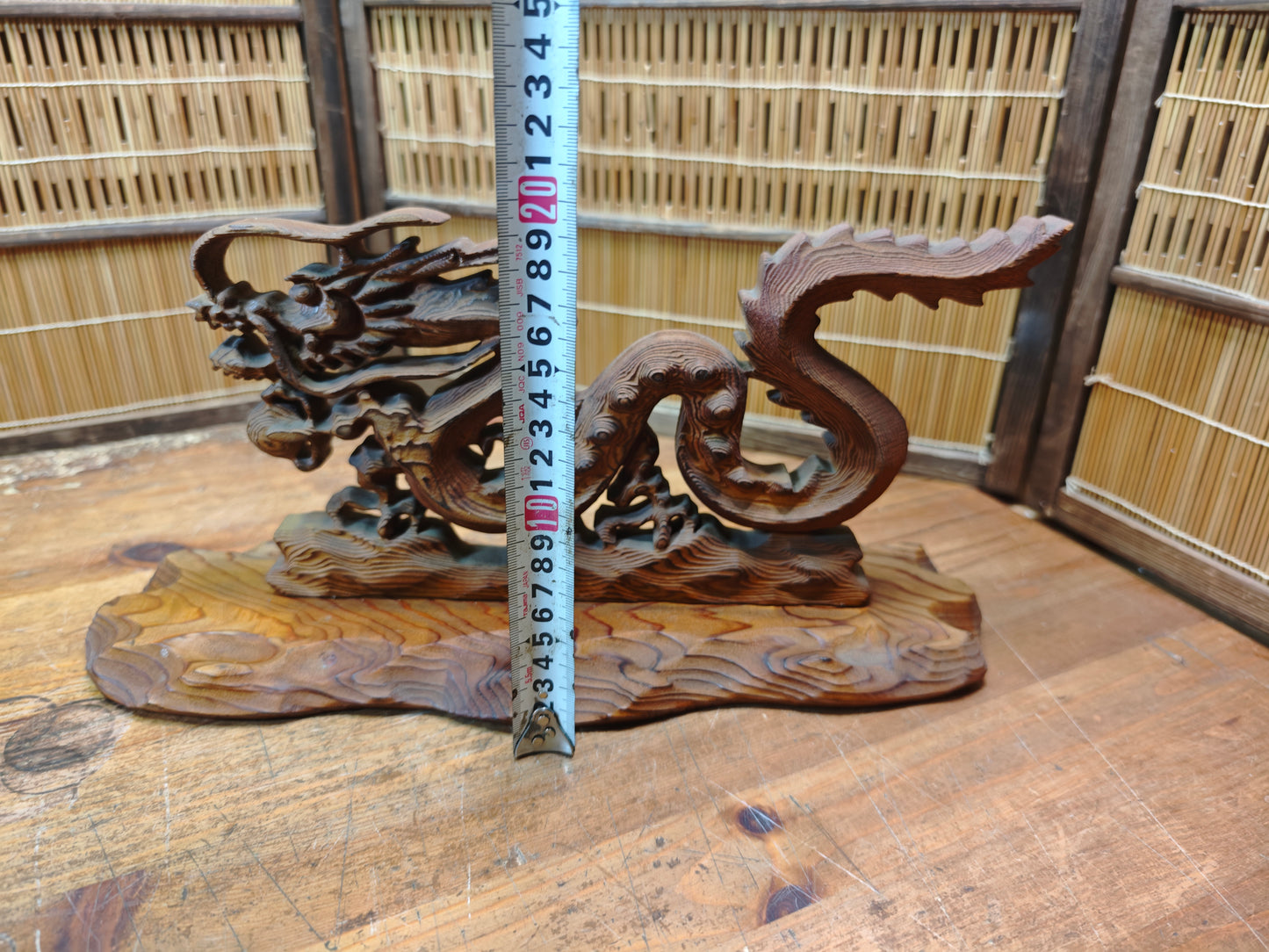 Vintage Japanese Yakusugi Wood Dragon Sculpture Hiryu Hand Carved 1980s Art