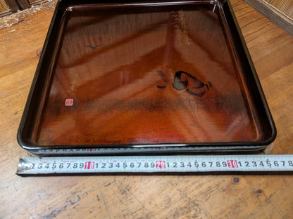 Extremely Rare 1800s Japanese Sakura Wood Tray Edo Meiji Urushi Signed