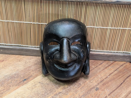 1900s Japanese Cast Iron Buddha Mask Antique Wall Art Japan Auction Collectible