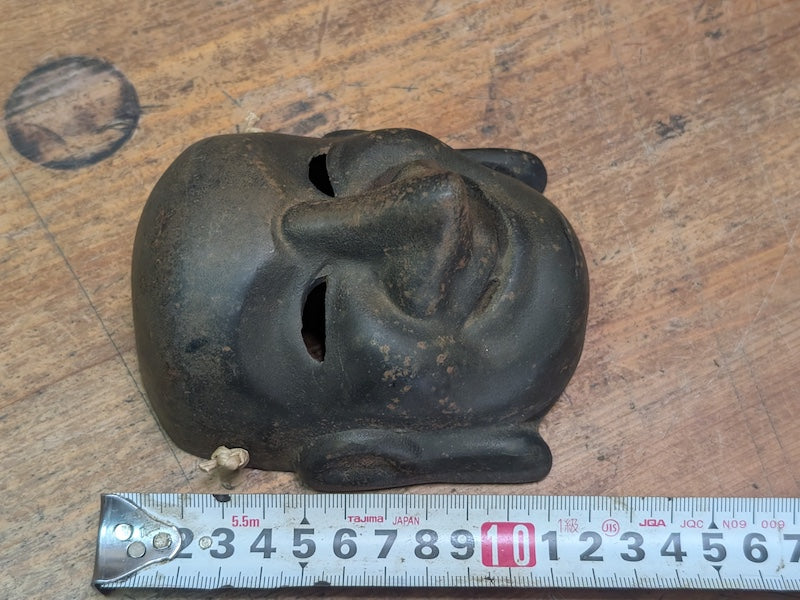 1900s Japanese Cast Iron Buddha Mask Antique Wall Art Japan Auction Collectible