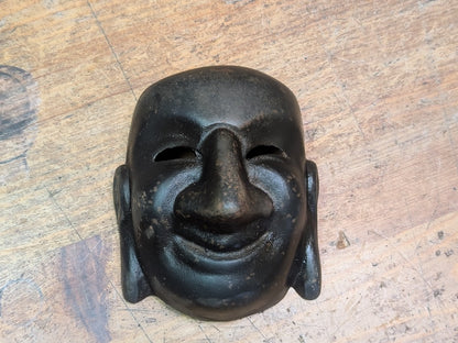 1900s Japanese Cast Iron Buddha Mask Antique Wall Art Japan Auction Collectible