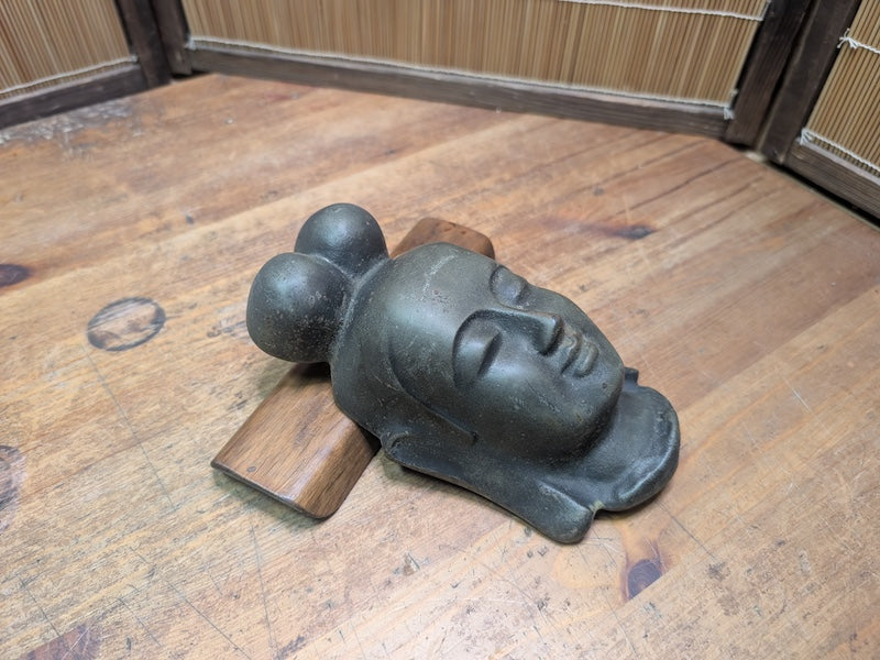 1900s Japanese Cast Iron Buddha Mask Wall Art Japan Auction Spiritual Decor