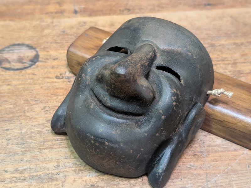 1900s Japanese Cast Iron Buddha Mask Antique Wall Art Japan Auction Collectible