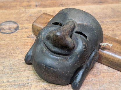 1900s Japanese Cast Iron Buddha Mask Antique Wall Art Japan Auction Collectible