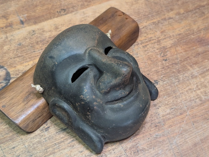1900s Japanese Cast Iron Buddha Mask Antique Wall Art Japan Auction Collectible