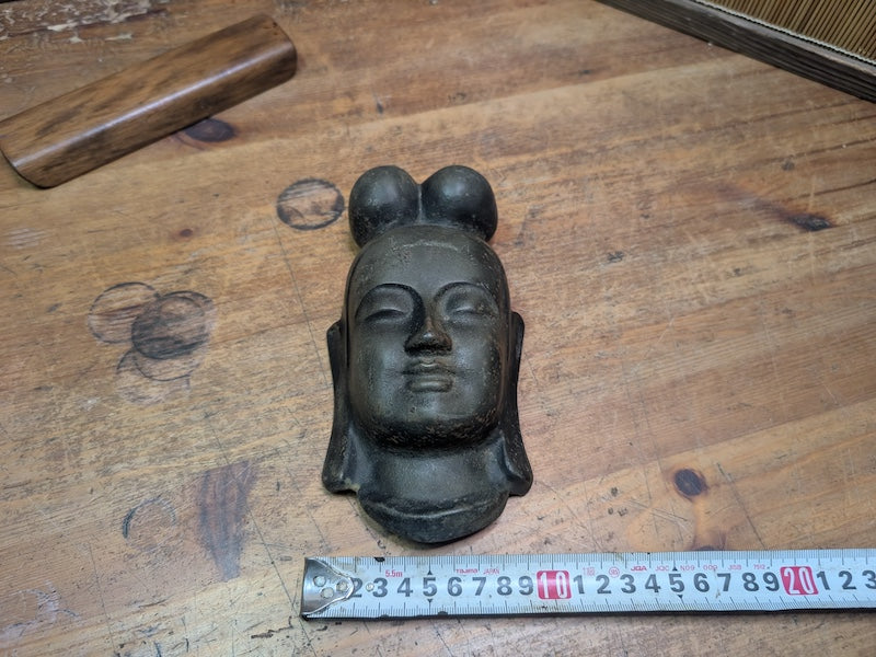 1900s Japanese Cast Iron Buddha Mask Wall Art Japan Auction Spiritual Decor
