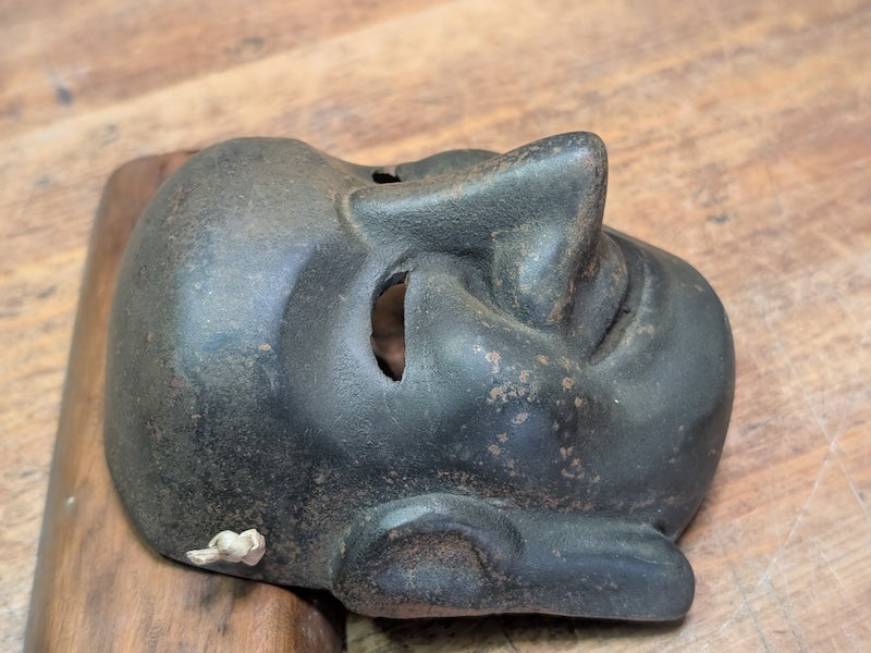 1900s Japanese Cast Iron Buddha Mask Antique Wall Art Japan Auction Collectible