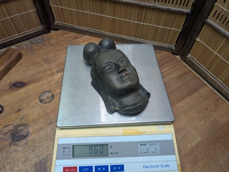 1900s Japanese Cast Iron Buddha Mask Wall Art Japan Auction Spiritual Decor