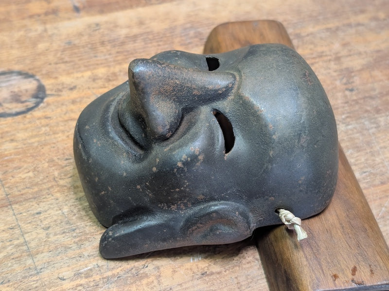 1900s Japanese Cast Iron Buddha Mask Antique Wall Art Japan Auction Collectible