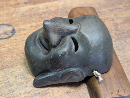 1900s Japanese Cast Iron Buddha Mask Antique Wall Art Japan Auction Collectible
