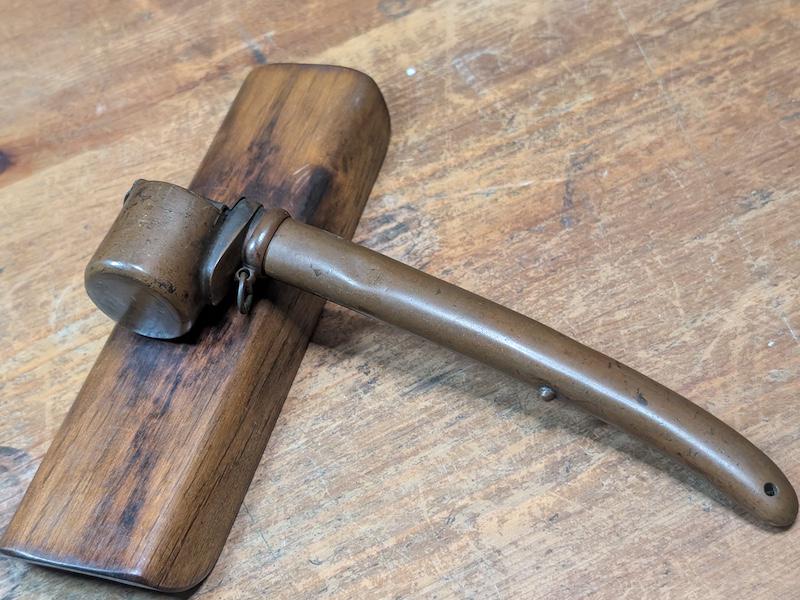 1910s Antique Japanese Yatate Ink Holder Bronze Portable Writing Tool