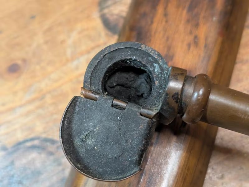 1910s Antique Japanese Yatate Ink Holder Bronze Portable Writing Tool