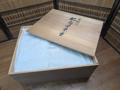 Wajima Nuri Lacquerware Jubako Gold Paint Signed Box Washi Cover Japan Antique