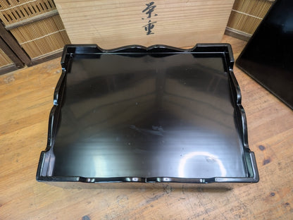 Wajima Nuri Lacquerware Jubako Gold Paint Signed Box Washi Cover Japan Antique