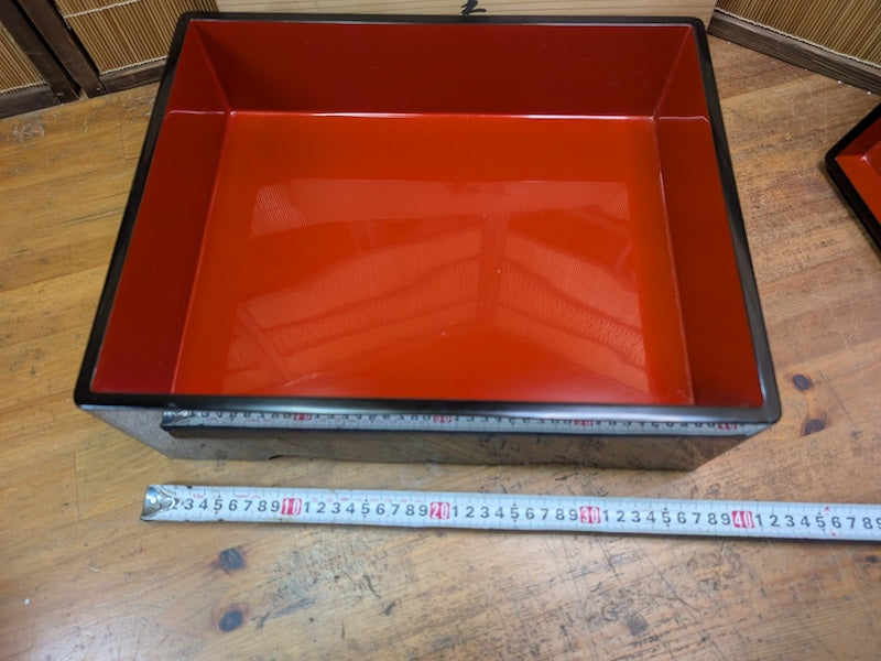 Wajima Nuri Lacquerware Jubako Gold Paint Signed Box Washi Cover Japan Antique