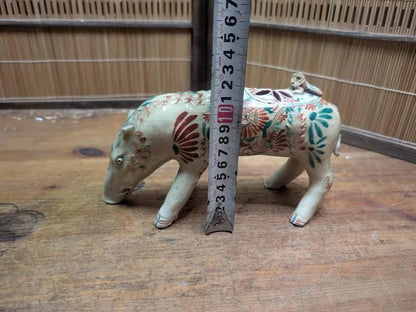 1940s Japanese Satsuma Boar Incense Burner Damaged Antique Koro W/ Box Auction Japan