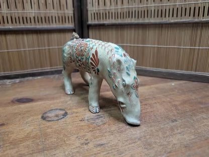 1940s Japanese Satsuma Boar Incense Burner Damaged Antique Koro W/ Box Auction Japan