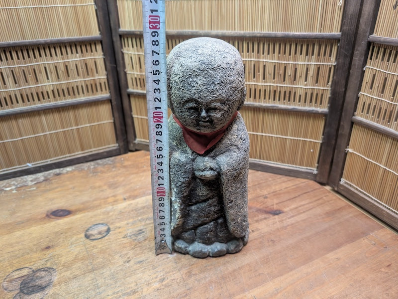 Antique Japanese Jizo Stone Statue 1940s Buddha Garden Zen Sculpture Rare