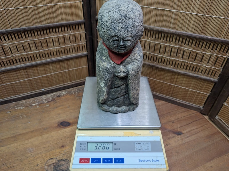 Antique Japanese Jizo Stone Statue 1940s Buddha Garden Zen Sculpture Rare