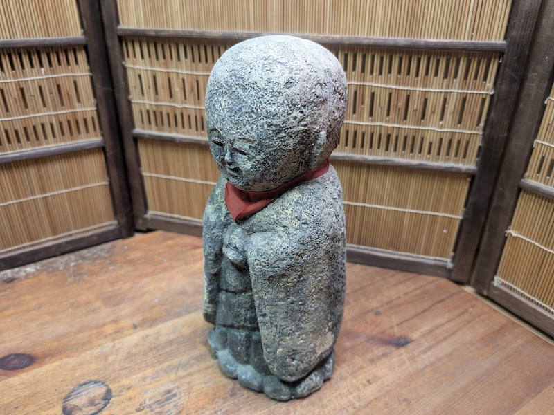 Antique Japanese Jizo Stone Statue 1940s Buddha Garden Zen Sculpture Rare