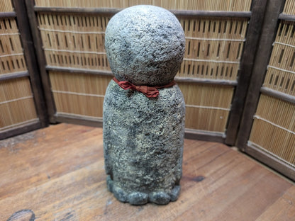 Antique Japanese Jizo Stone Statue 1940s Buddha Garden Zen Sculpture Rare