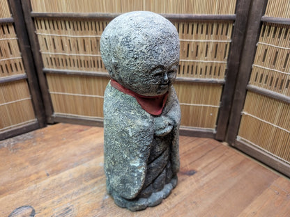 Antique Japanese Jizo Stone Statue 1940s Buddha Garden Zen Sculpture Rare