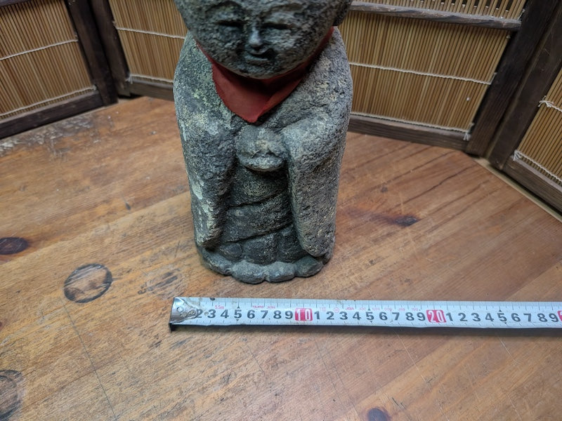 Antique Japanese Jizo Stone Statue 1940s Buddha Garden Zen Sculpture Rare