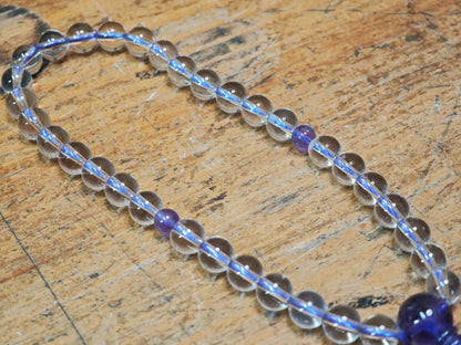 1944 Japanese Juzu Prayer Beads Crystal Amethyst Nenju Nishijin Pouch Rare