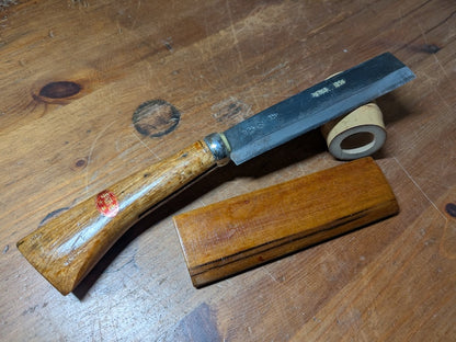 Vintage Japanese Forged Carving Knife Signed Steel Blade Wooden Handle