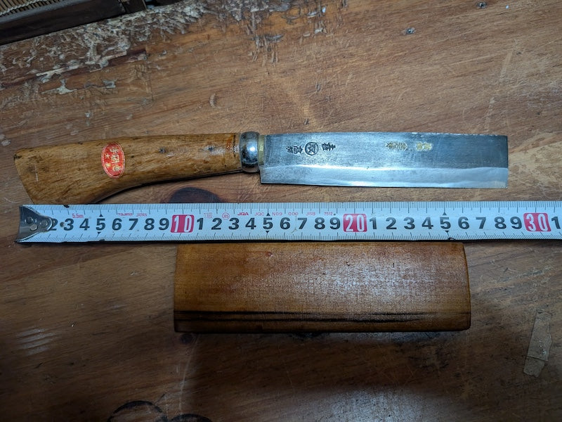 Vintage Japanese Forged Carving Knife Signed Steel Blade Wooden Handle