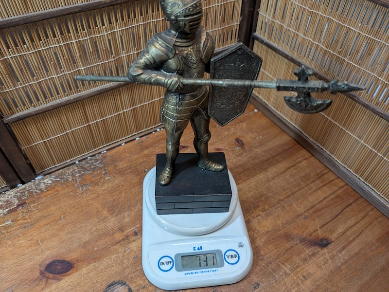 Japanese Brass Knight Figurine Medieval Armor Sword Shield