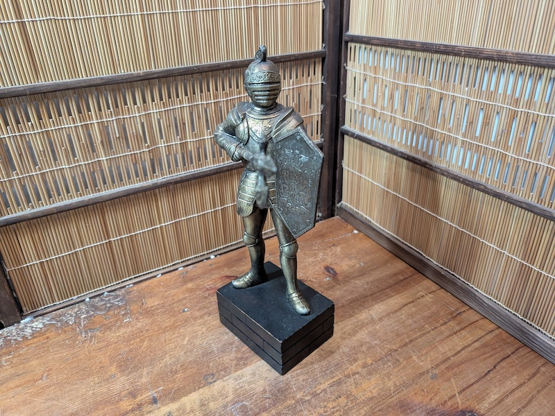 Japanese Brass Knight Figurine Medieval Armor Sword Shield