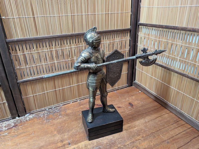 Japanese Brass Knight Figurine Medieval Armor Sword Shield