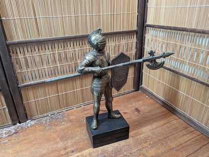 Japanese Brass Knight Figurine Medieval Armor Sword Shield