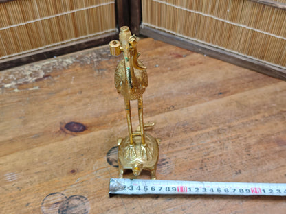Japanese Brass Tsuru Kame Candlestick Crane Turtle Feng Shui Decor