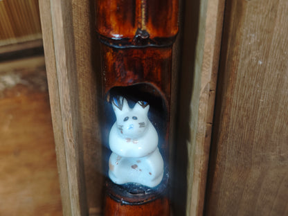 Rare 1950s Japanese Kutani Rabbit Bamboo Art Signed w Original Box