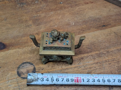 Vintage Japanese Incense Burner 1950s Mini Brass Shishi Foo Dog Koro