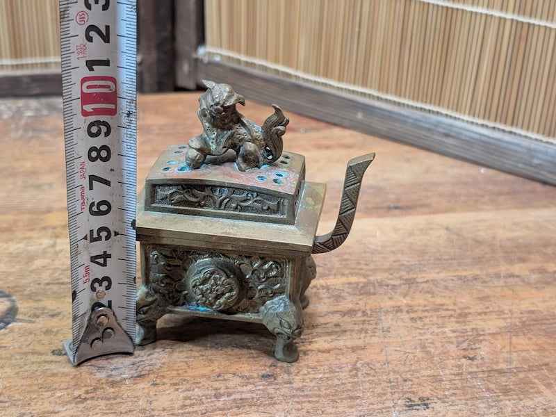 Vintage Japanese Incense Burner 1950s Mini Brass Shishi Foo Dog Koro