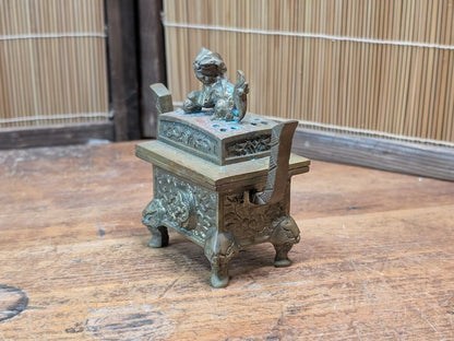 Vintage Japanese Incense Burner 1950s Mini Brass Shishi Foo Dog Koro