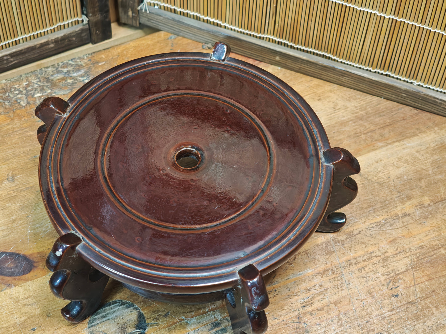Authentic 1950s Japanese Sakura Rin Gong Stand Kadai Buddhist Altar