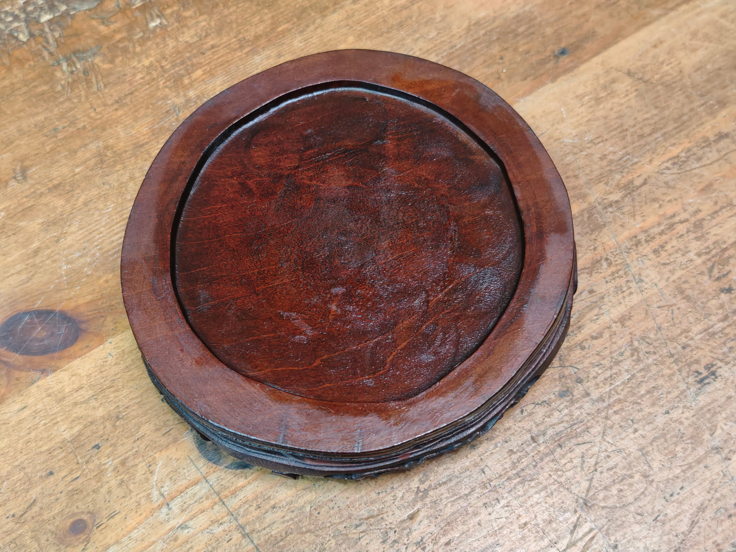 Vintage Japanese Sakura Wood Kadai Rin Gong Stand Small Altar Base