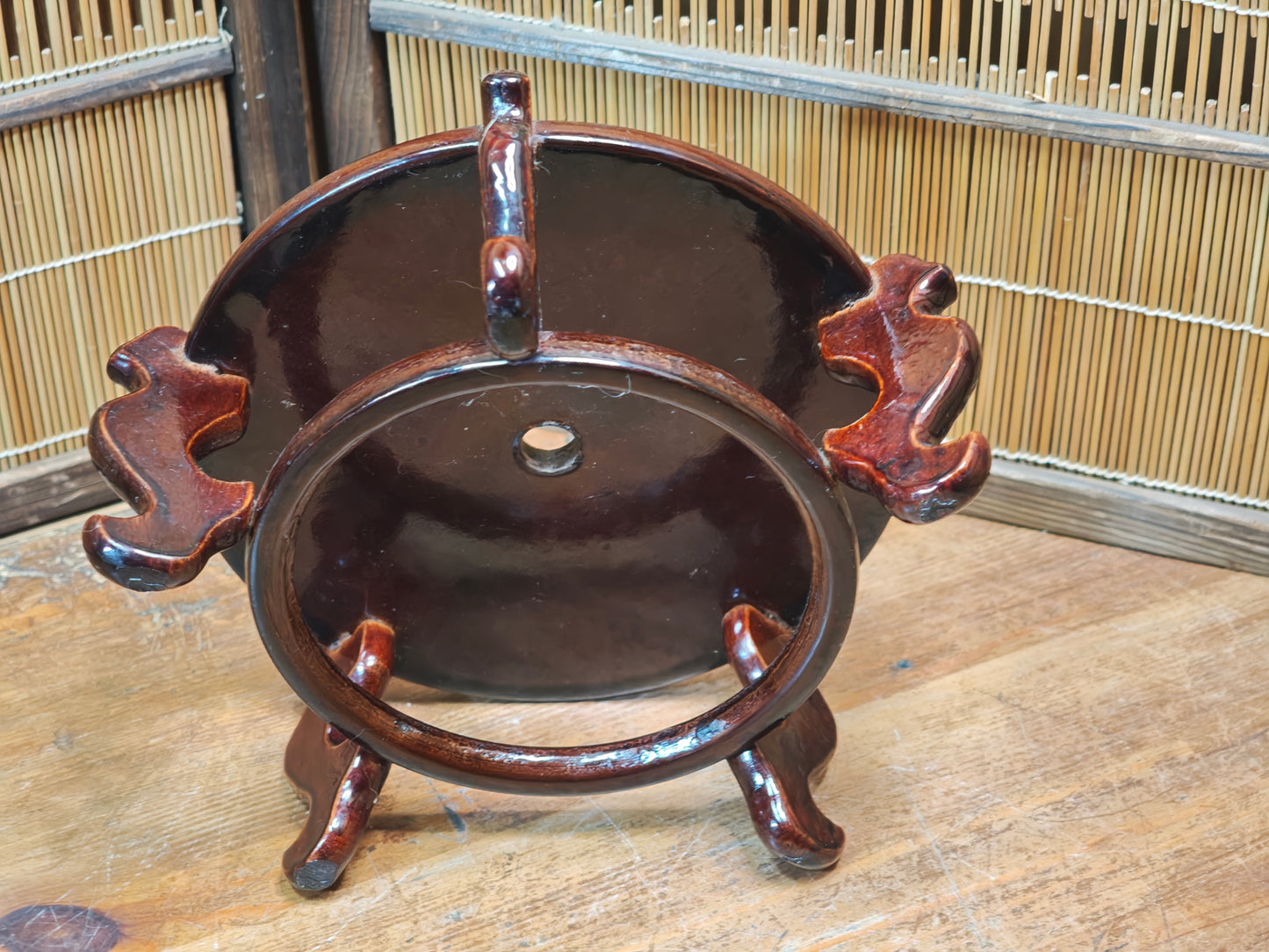 Authentic 1950s Japanese Sakura Rin Gong Stand Kadai Buddhist Altar