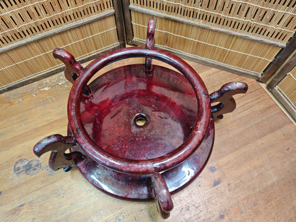 Vintage Japanese Sakura Wood Rin Kadai Stand Buddhist Altar Base 1950s Art