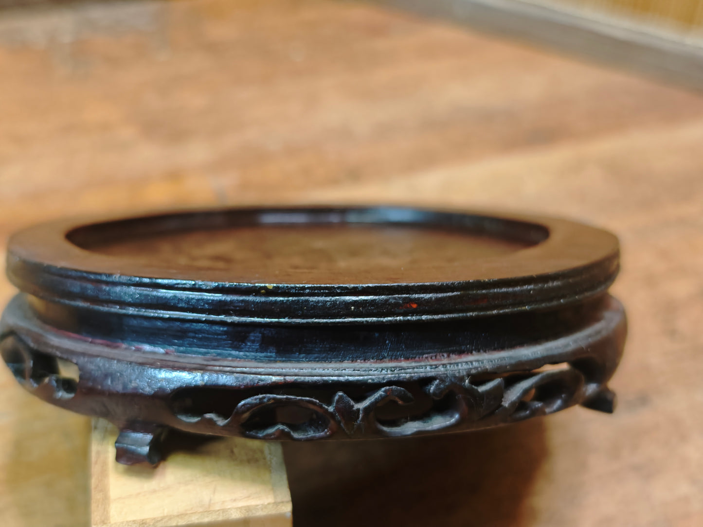 Vintage Japanese Sakura Wood Kadai Rin Gong Stand Small Altar Base