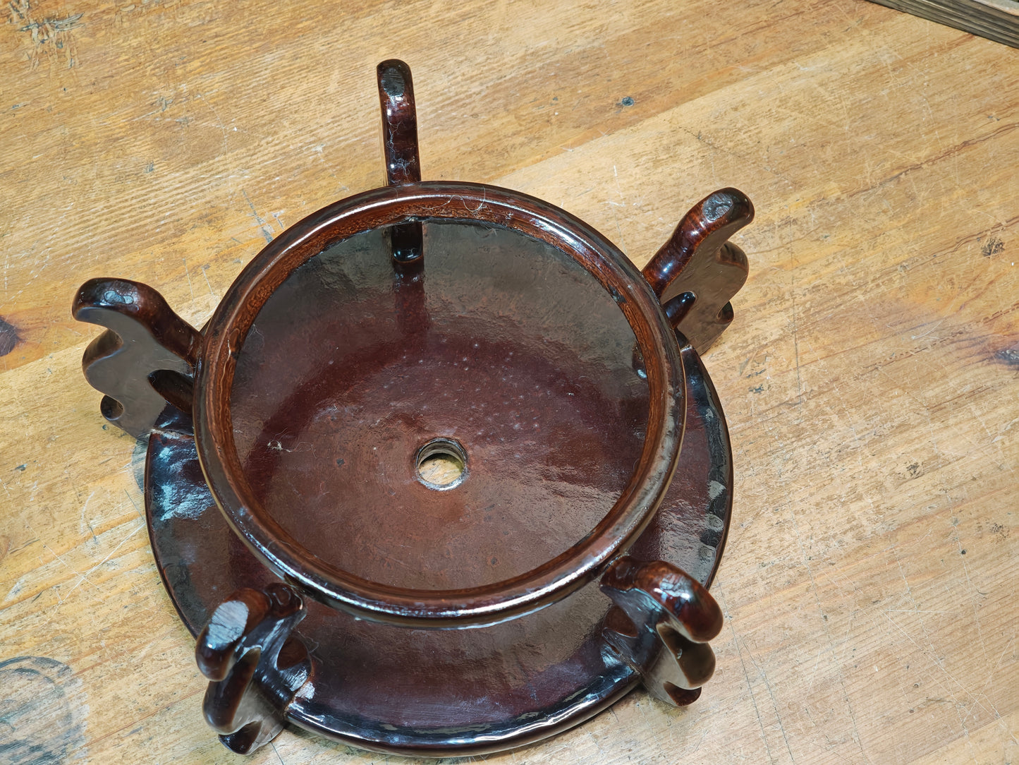Authentic 1950s Japanese Sakura Rin Gong Stand Kadai Buddhist Altar