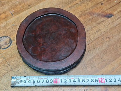 Vintage Japanese Sakura Wood Kadai Rin Gong Stand Small Altar Base